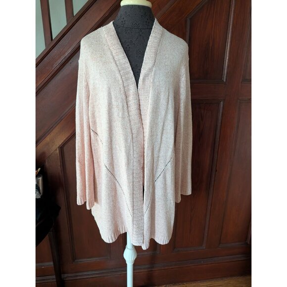 Talbots Womens Open Front Cardigan XL Light Pink Knit Sweater - Picture 1 of 9
